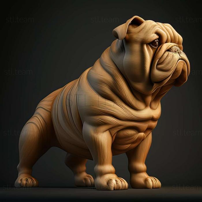 3D model English Bulldog dog (STL)